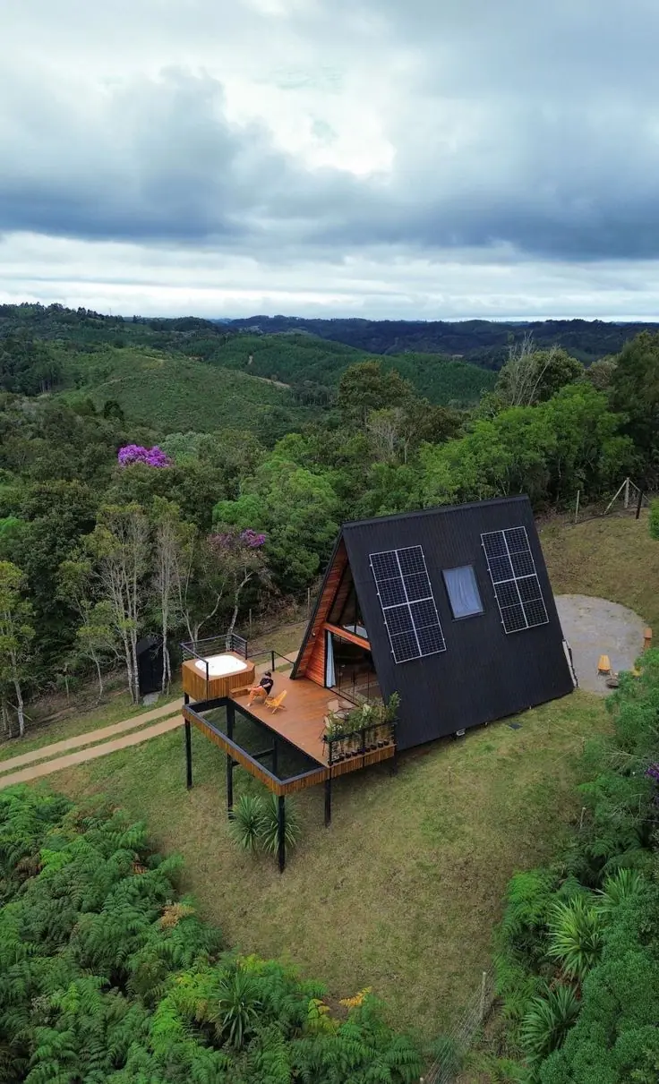Cabana construída a partir dos projetos da biblioteca